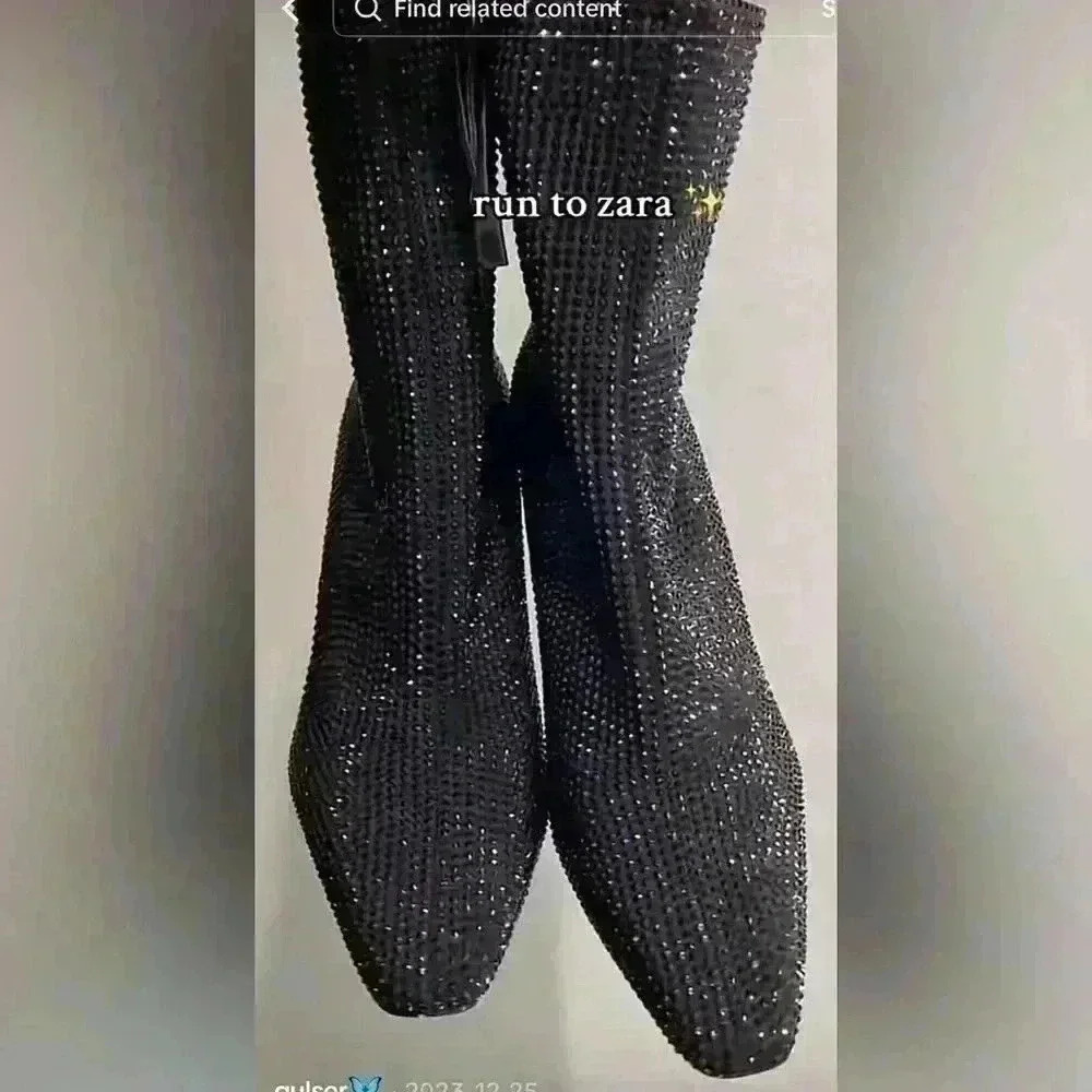 🔥🔥Zara Rhinestone booties - Picture 10 of 11